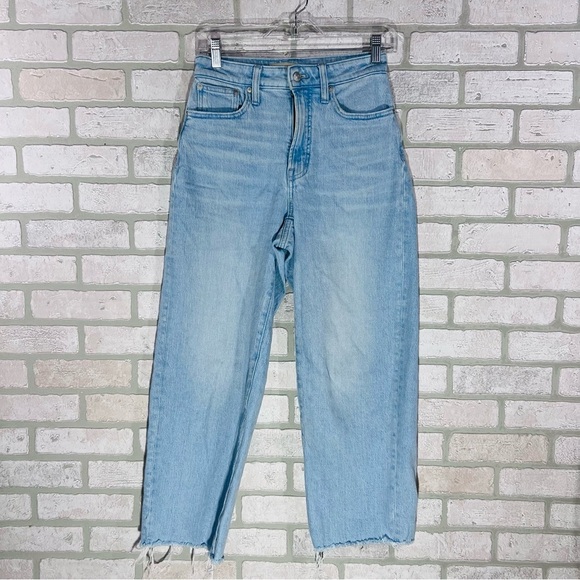 Madewell The Curvy Vintage Wide Leg Crop Raw Hem Ward Wash Jeans Size 25 - Picture 5 of 12